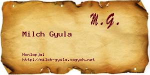 Milch Gyula névjegykártya